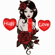 Hugs And Love Red Rose GIF
