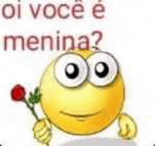 a cartoon smiley face is holding a red rose and asking if you are a girl .