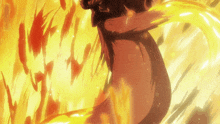 a drawing of a person surrounded by flames and smoke