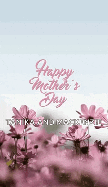 a happy mother 's day greeting card with pink flowers