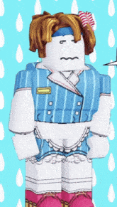 a cartoon character wearing a blue and white striped shirt with a name tag that says ' amanda ' on it