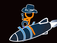 a drawing of a stick figure riding a rocket with the words gravitational ed shift visible