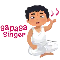 a cartoon drawing of a boy singing with the words sapasa singer above him