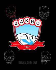 a black background with skulls and the logo for zakho sc 1987