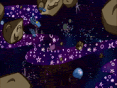 a cartoon drawing of a blue monster with yellow eyes and yellow teeth