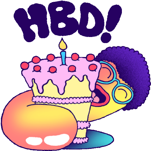 A Wriggler Wishes A Happy Birthday With Cake Sticker - Wriggle It Hbd Celebrate Stickers
