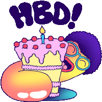 A Wriggler Wishes A Happy Birthday With Cake Sticker - Wriggle It Hbd Celebrate Stickers