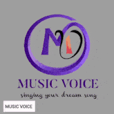 an advertisement for music voice shows a woman with her hand on her chin