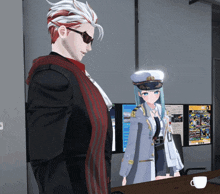 a man and a girl are standing next to each other in a video game