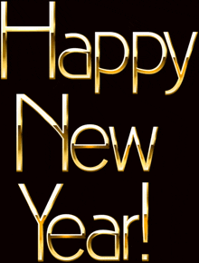 a black background with the words happy new year in gold letters