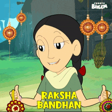 a cartoon of a girl with the name raksha bandhan