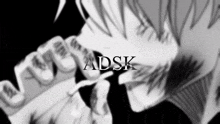 a black and white drawing of a person with the word adsk on the bottom