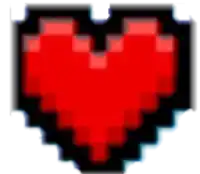 a pixel art of a red heart on a black background on a white background .