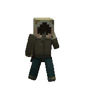 a pixel art of a person wearing a hooded jacket .