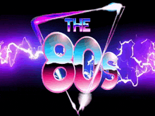 a neon sign that says the 80s with a purple background