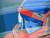 a drawing of a man wearing a helmet with a blue face