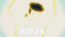 a cartoon drawing of a microphone with the words hop on written on it
