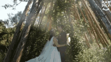 wedding happily bride groom forest