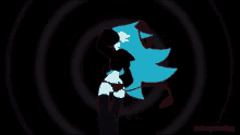 a cartoon character with a devil tail is dancing in a spiral .