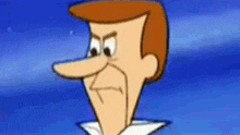 a close up of a cartoon character with a big nose .