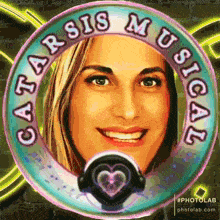 a picture of a woman in a circle with the words catarsis musical on it