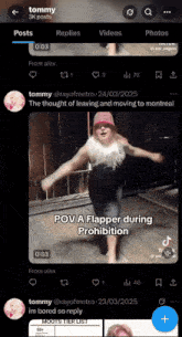 a screenshot of tommy 's twitter page shows a woman dancing