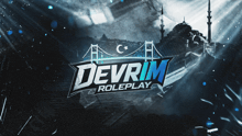 a poster for devrim roleplay with a bridge and a mosque in the background