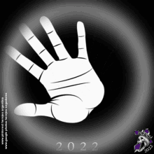 a drawing of a hand with the year 2022 written below it