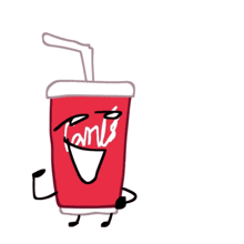 a cartoon drawing of a red cup with a straw and the name van 's on it