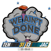 a logo that says we ain t done with a football in the middle