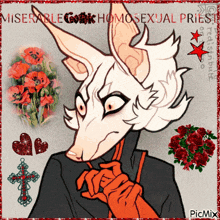a drawing of a rabbit with the words miserable gotik homosexual priest written on the bottom