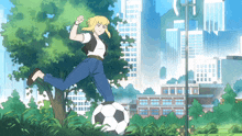 a cartoon of a woman kicking a soccer ball
