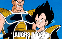 a cartoon of a man and a boy with laughs in gay written below them