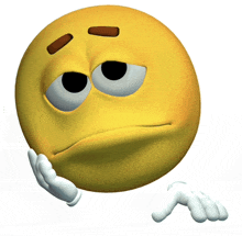 a yellow smiley face with a sad look on it 's face