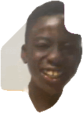 a close up of a person 's face with a purple outline