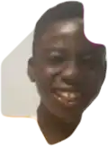 a close up of a person 's face with a purple outline