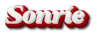 the word sonrie is written in red and white
