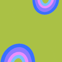 arabic writing on a green background with a rainbow in the middle
