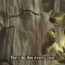 a picture of a cartoon character saying they do this every year