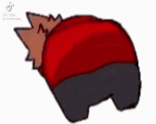 a cartoon drawing of a red object with a crown on top of it .