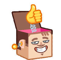 a jack in the box with a face and a thumbs up