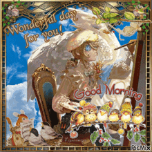 a picture of a woman painting with the words " wonderful day for you "