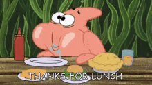 Thanks For Lunch GIF - Thanks For Lunch Patrick Starfish GIFs