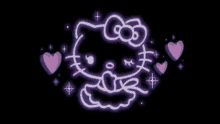 Hello Kitty Pink And Black Ink Neon Colors GIF