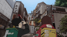 a man taking a picture of a street with a sign that says " o so "