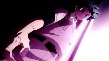 a drawing of a man with a purple background