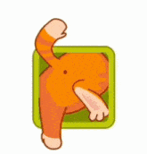 a cartoon cat 's butt is sitting in a green box .