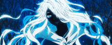 a drawing of a girl with long white hair and blue eyes