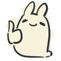 a drawing of a bunny giving a peace sign with its eyes closed