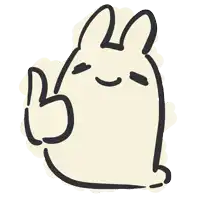 a drawing of a bunny giving a peace sign with its eyes closed